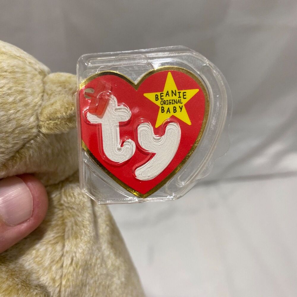 Ty Beanie Baby Almond the Bear 1999 Tan Bean Bag Plush Collectible Vintage - Picture 8 of 9